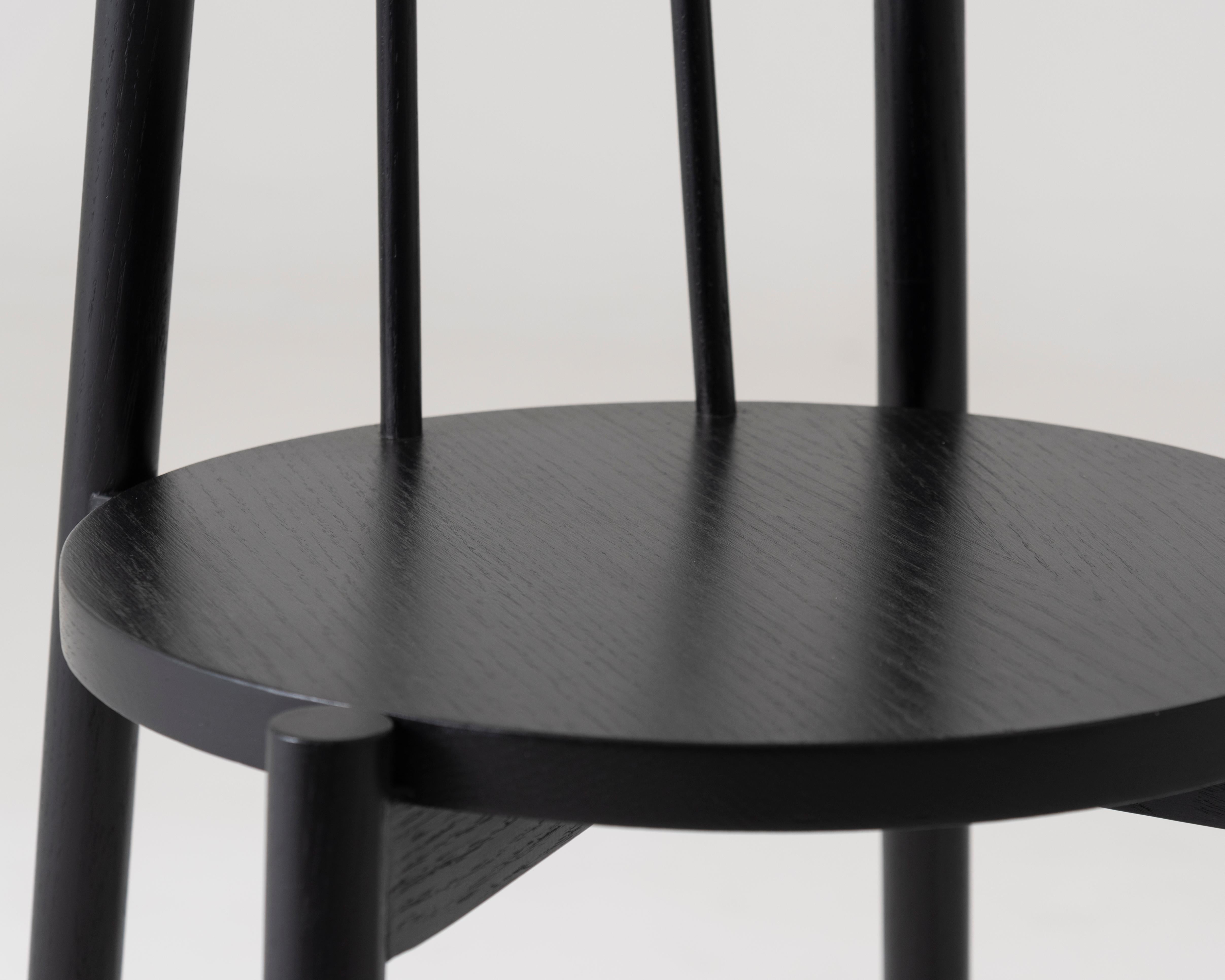Hand-Crafted Black Stool Crafted in Solid Oak Wood For Sale