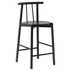 Black Stool Crafted in Solid Oak Wood