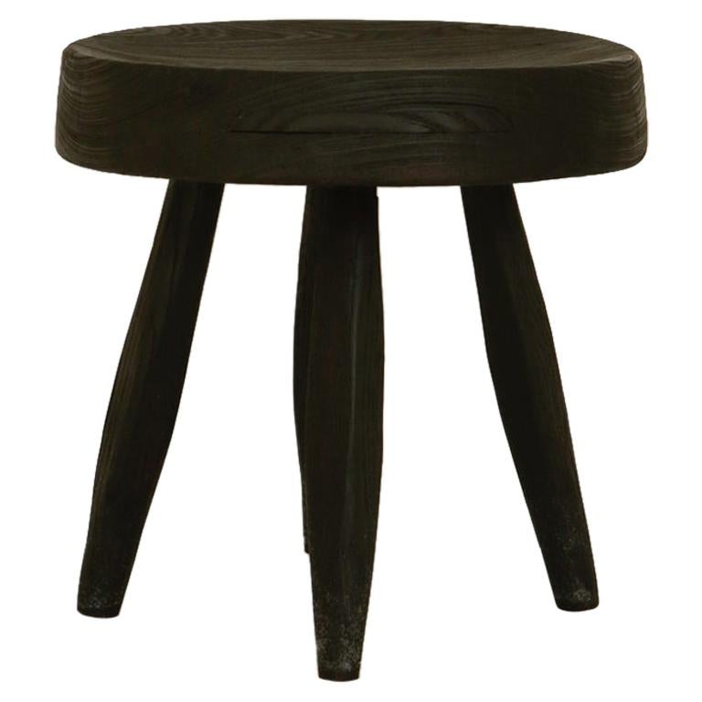 Milking Black Stool Made with Reclaimed Wood For Sale