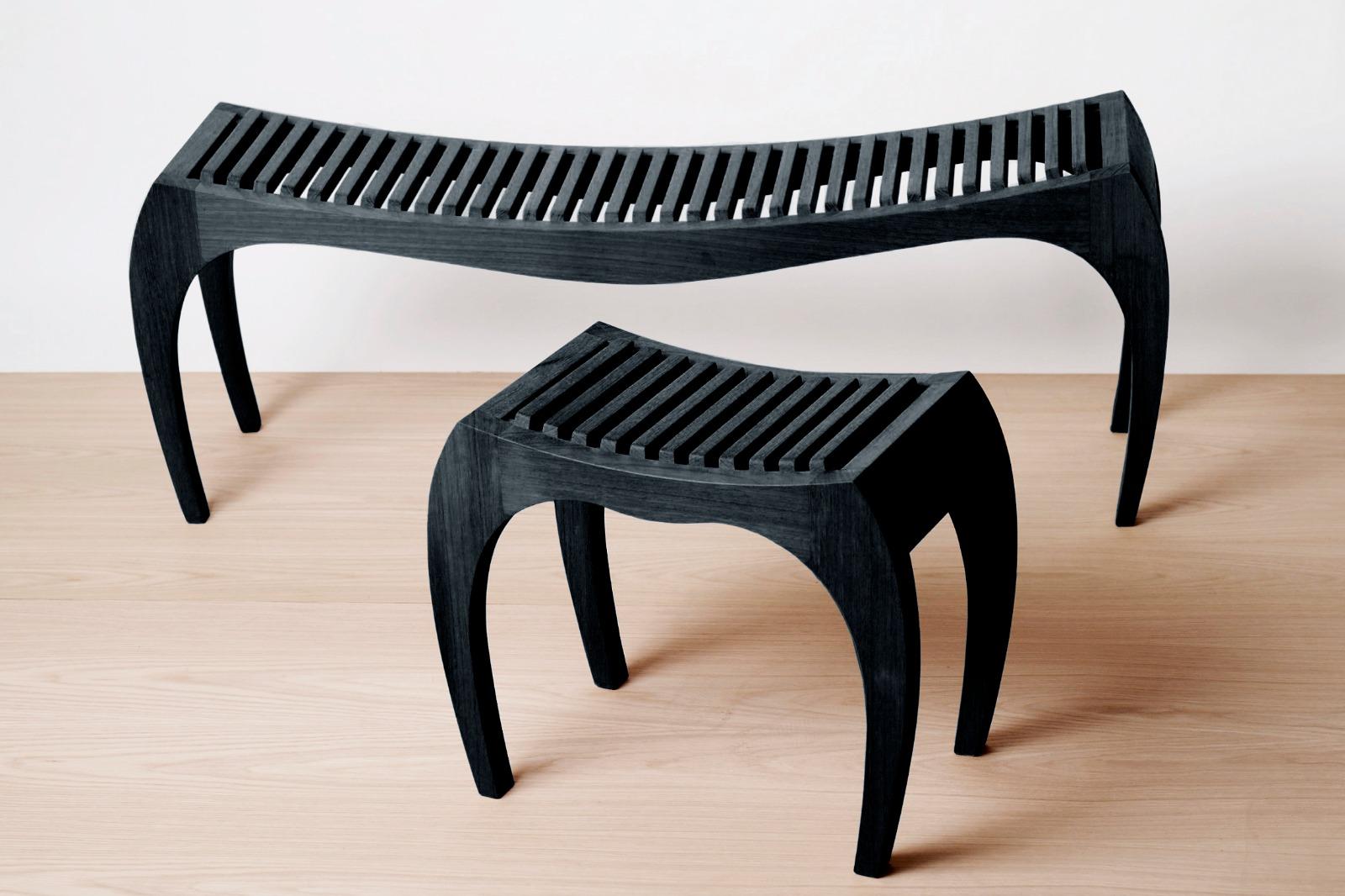 Modern Black Stool Rumbo by Jean-Baptiste Van den Heede For Sale