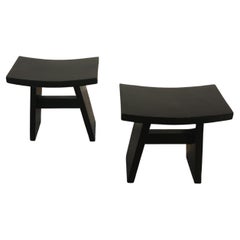 Black Stools, Modernist, Lacquered Wood, XX th