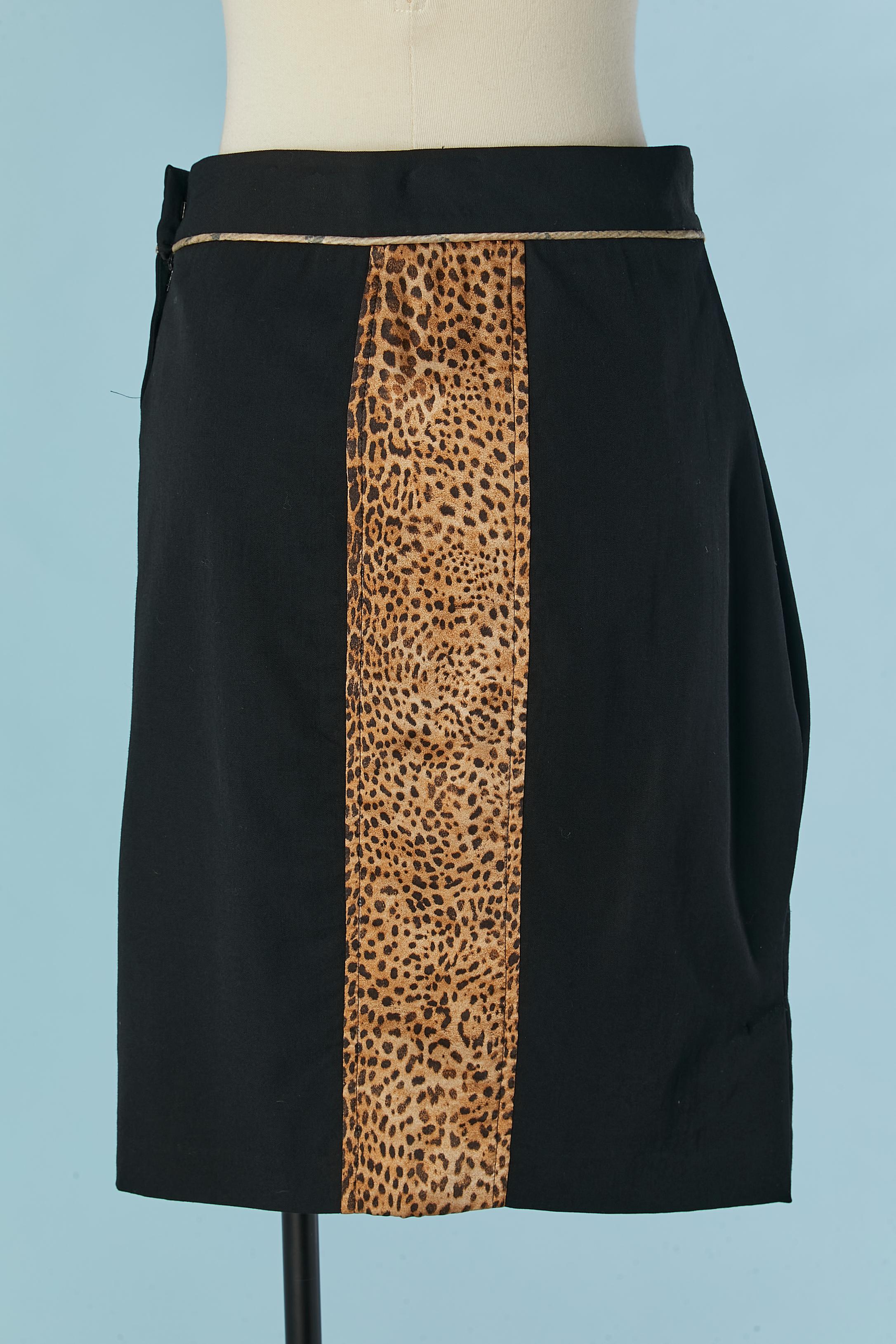 Women's Black straight skirt with leopard print padded side Just Cavalli  For Sale