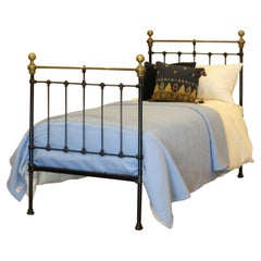 Black Straight Top Rail Victorian Single Antique Bed MS50
