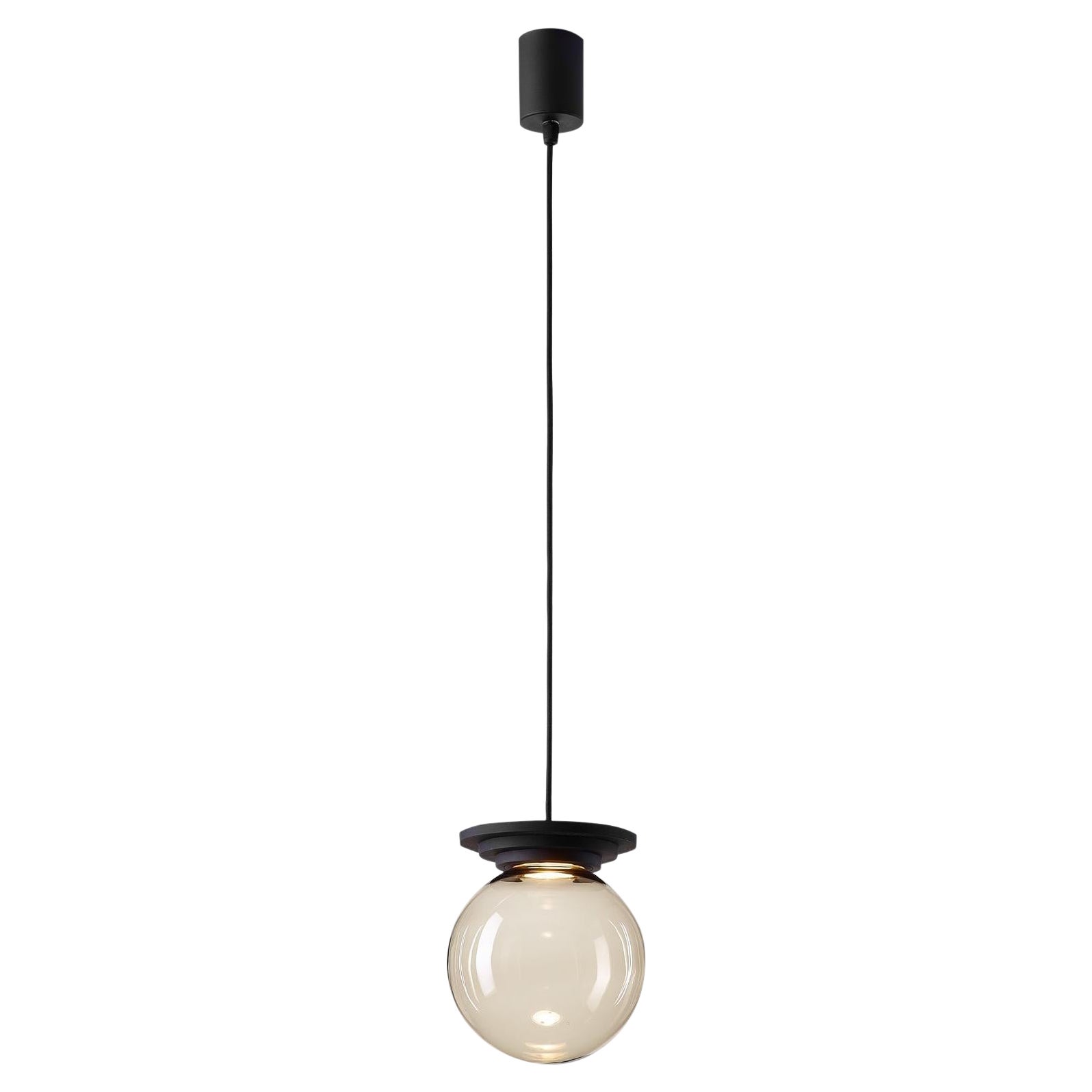Lampada a sospensione a sfera Stratos nera di Dechem Studio