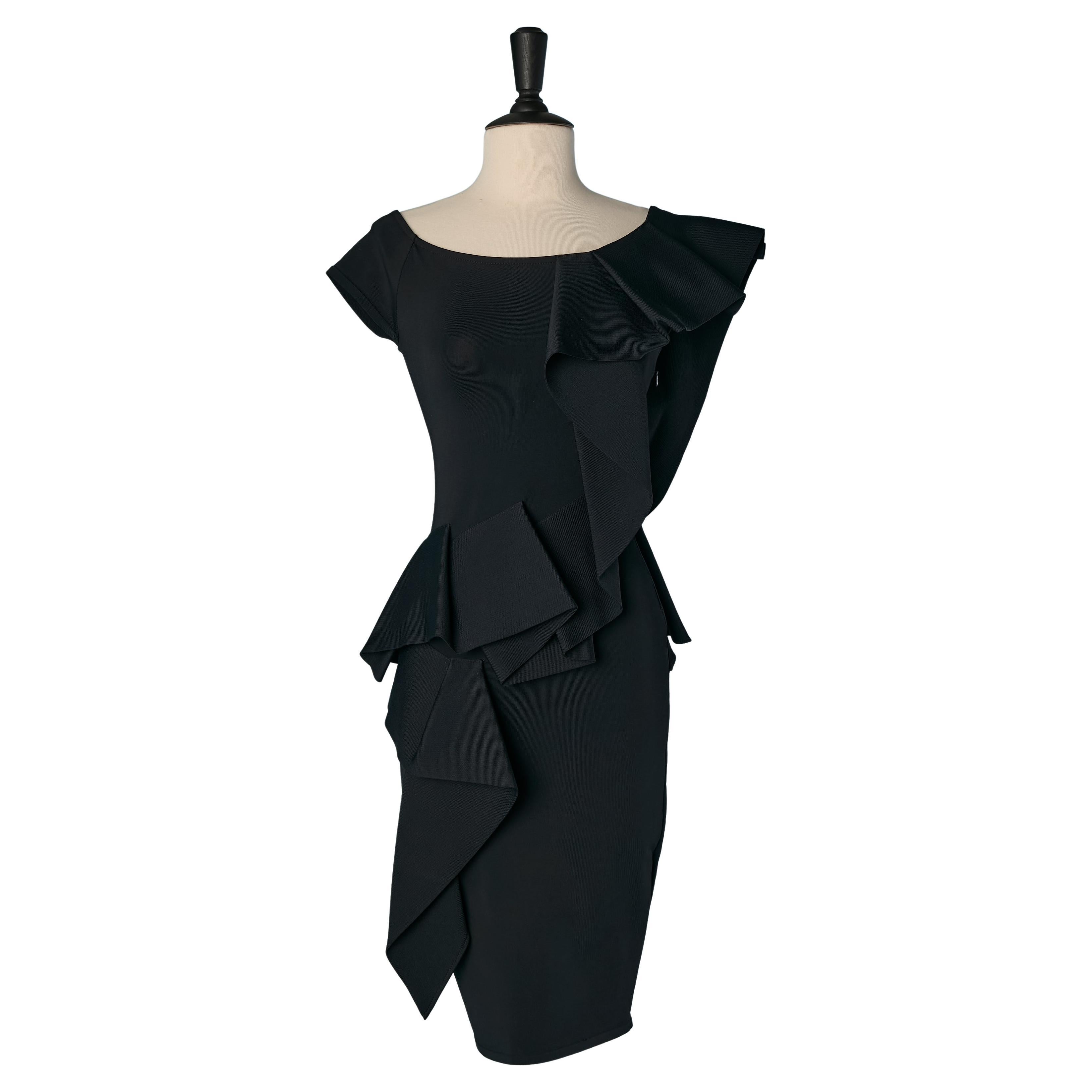 Robe de cocktail stretch noire à volants ALEXANDRE VAUTHIER