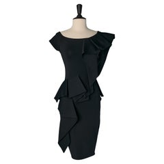 Black stretch cocktail dress with ruffle ALEXANDRE VAUTHIER