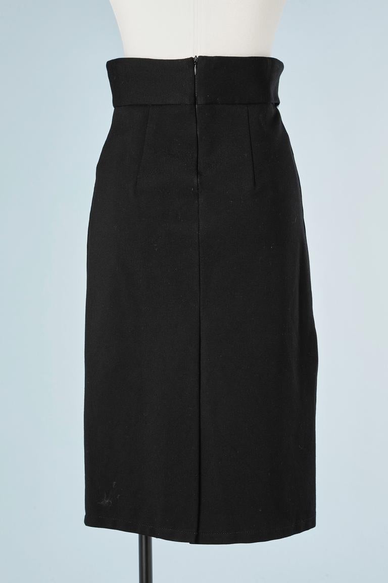 Black stretch jersey pencil skirt with metallic eyelet Roméo Gigli  For Sale 1
