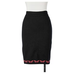 Black stretch knit skirt with butterfly pattern AlaÏa
