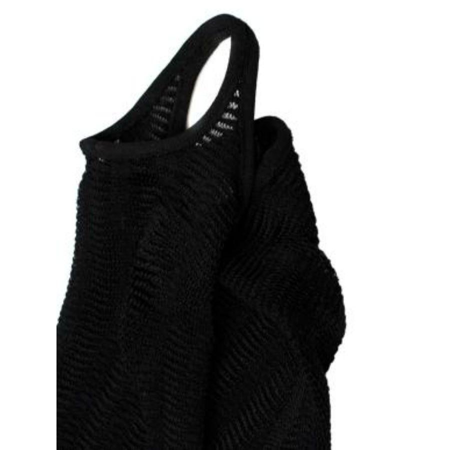 Black Stretch Knit Wave Stirrup Leggings 1