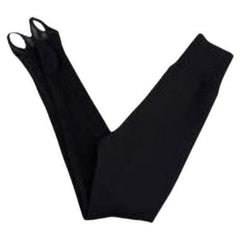 Black Stretch Knit Wave Stirrup Leggings