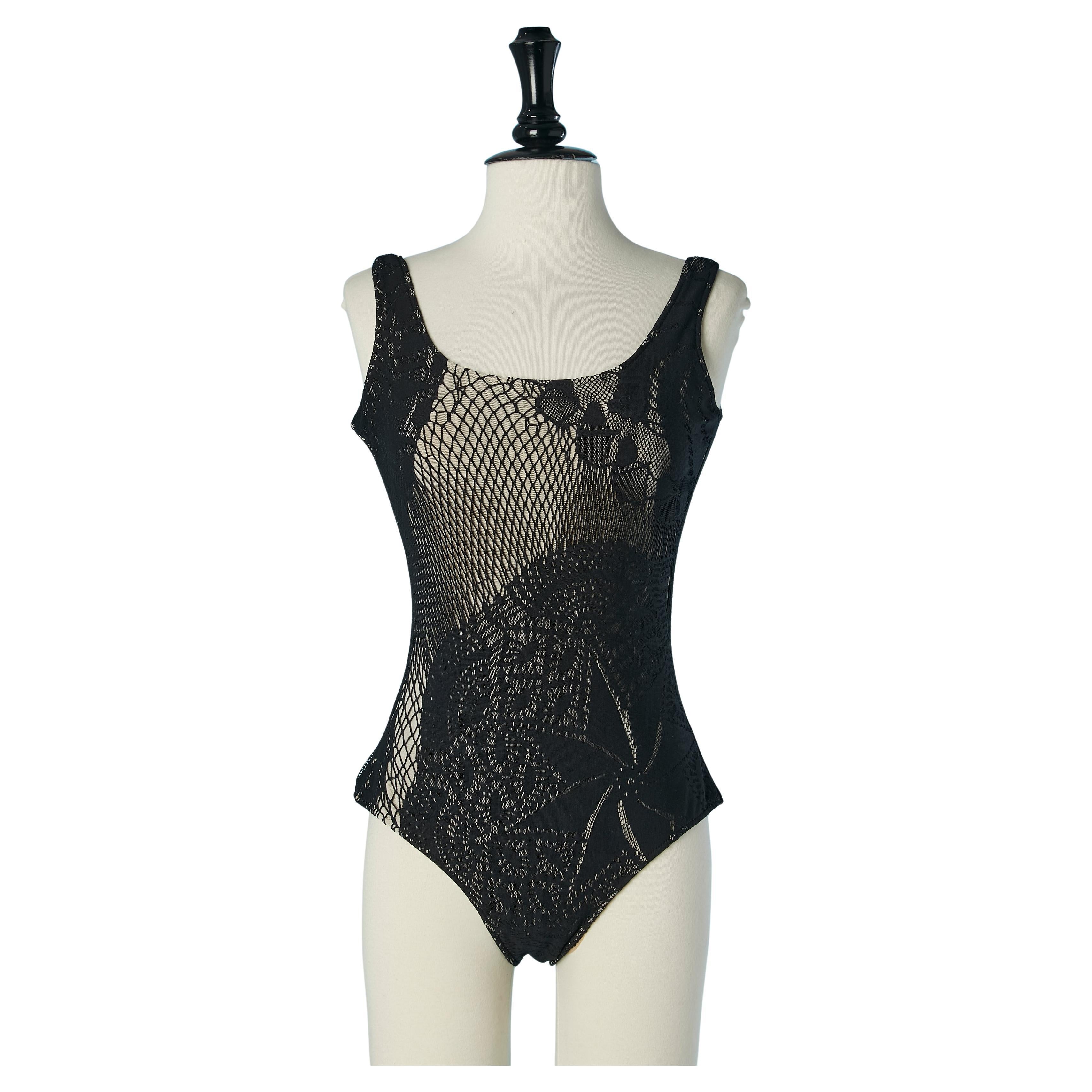 Costume da bagno in pizzo nero elasticizzato JEAN-PAUL GAULTIER SOLEIL