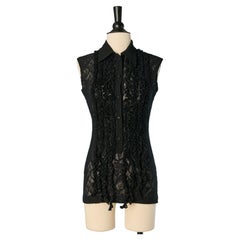 Black stretch lace tunique with fringes on the front MOSCHINO CHEAP &CHIC