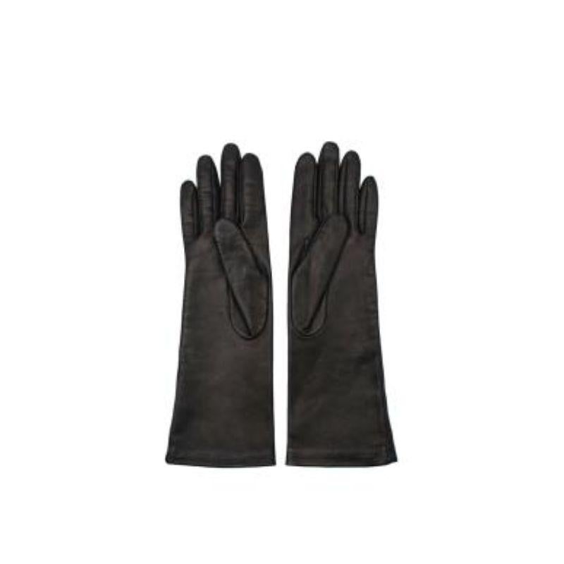 Bally BALLY Ribbon Gloves Leather Black Size 7 