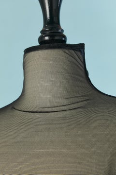 Black stretch tulle and neoprene dress MUGLER