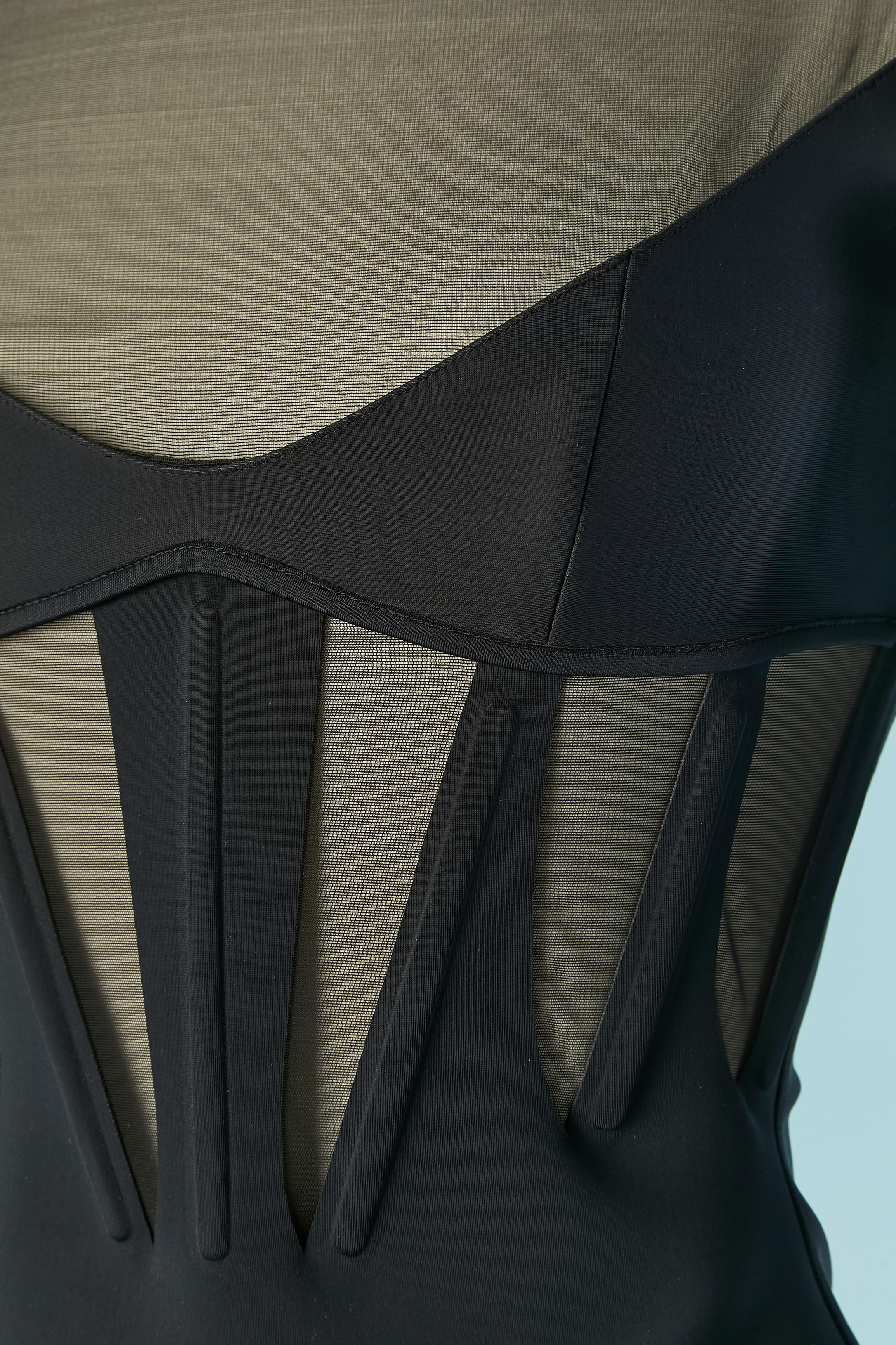 Vestido negro de tul elástico y neopreno MUGLER Negro en venta