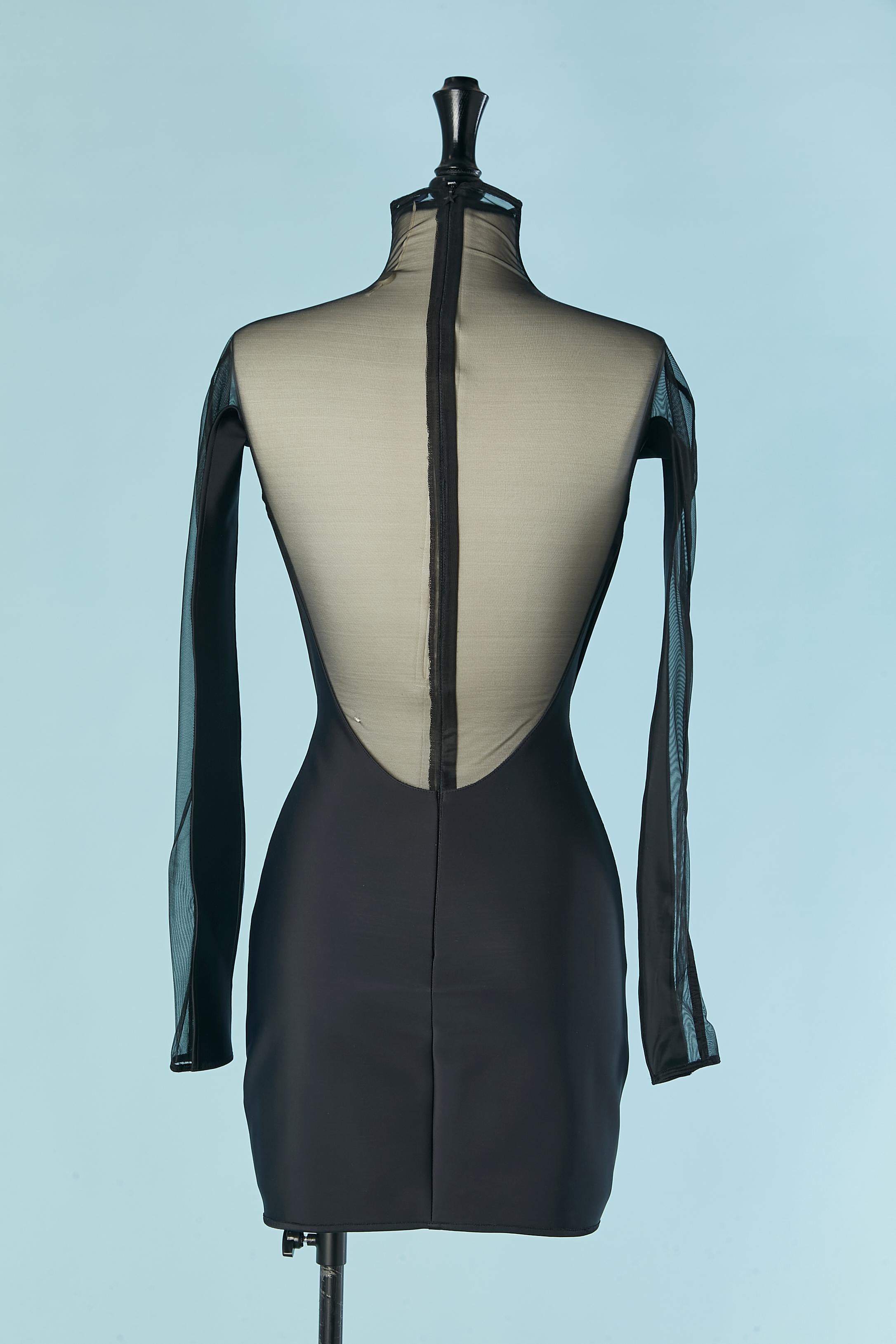 Vestido negro de tul elástico y neopreno MUGLER en venta 1