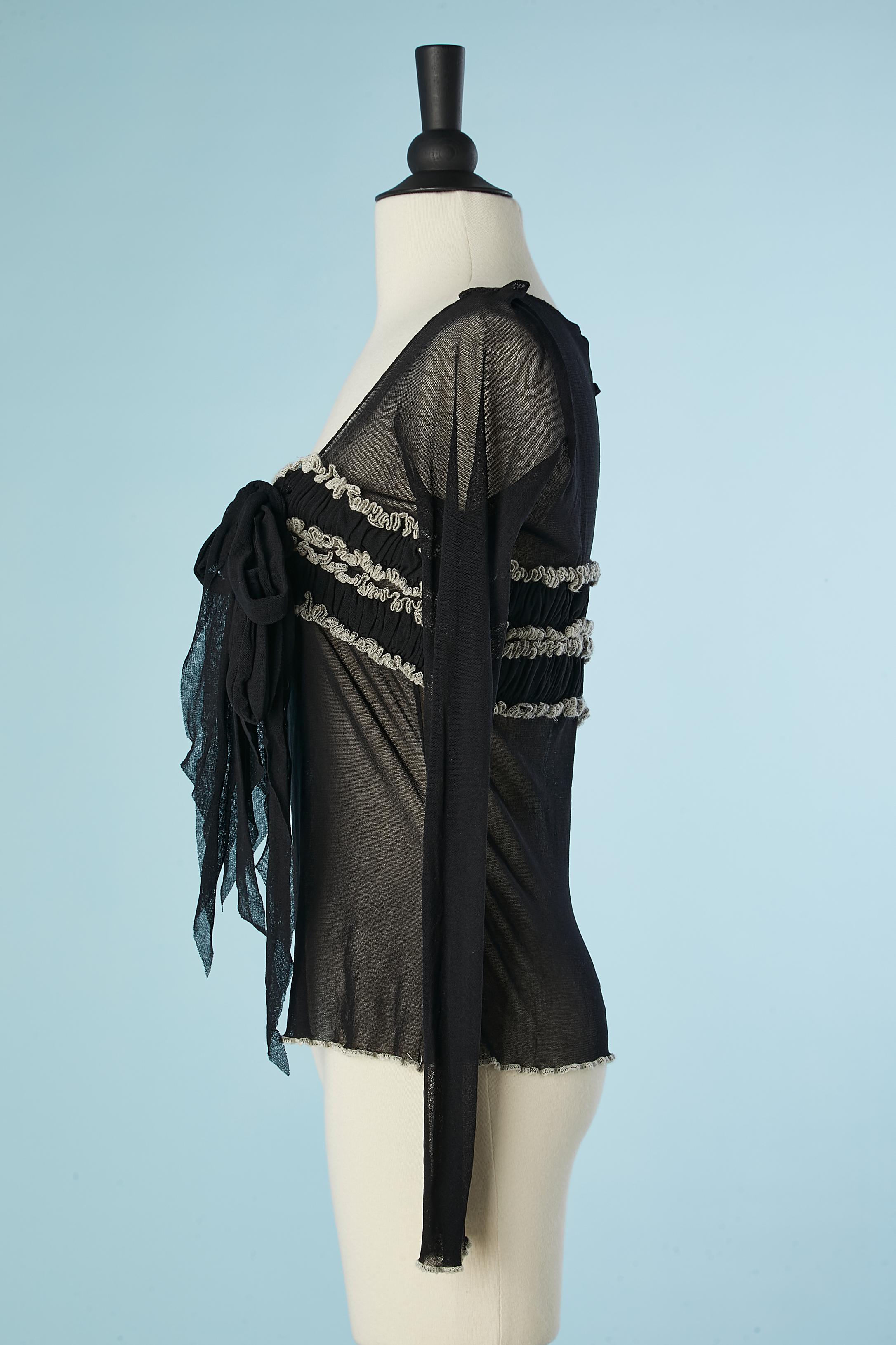 Top en tulle stretch noir avec fronces et Stitch by Stitch Jean Paul Gaultier Maille  Pour femmes en vente