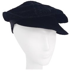 Black Striped Velvet Cap, 1930s