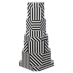 Black Stripes Ziggurat Boxes by Oeuffice