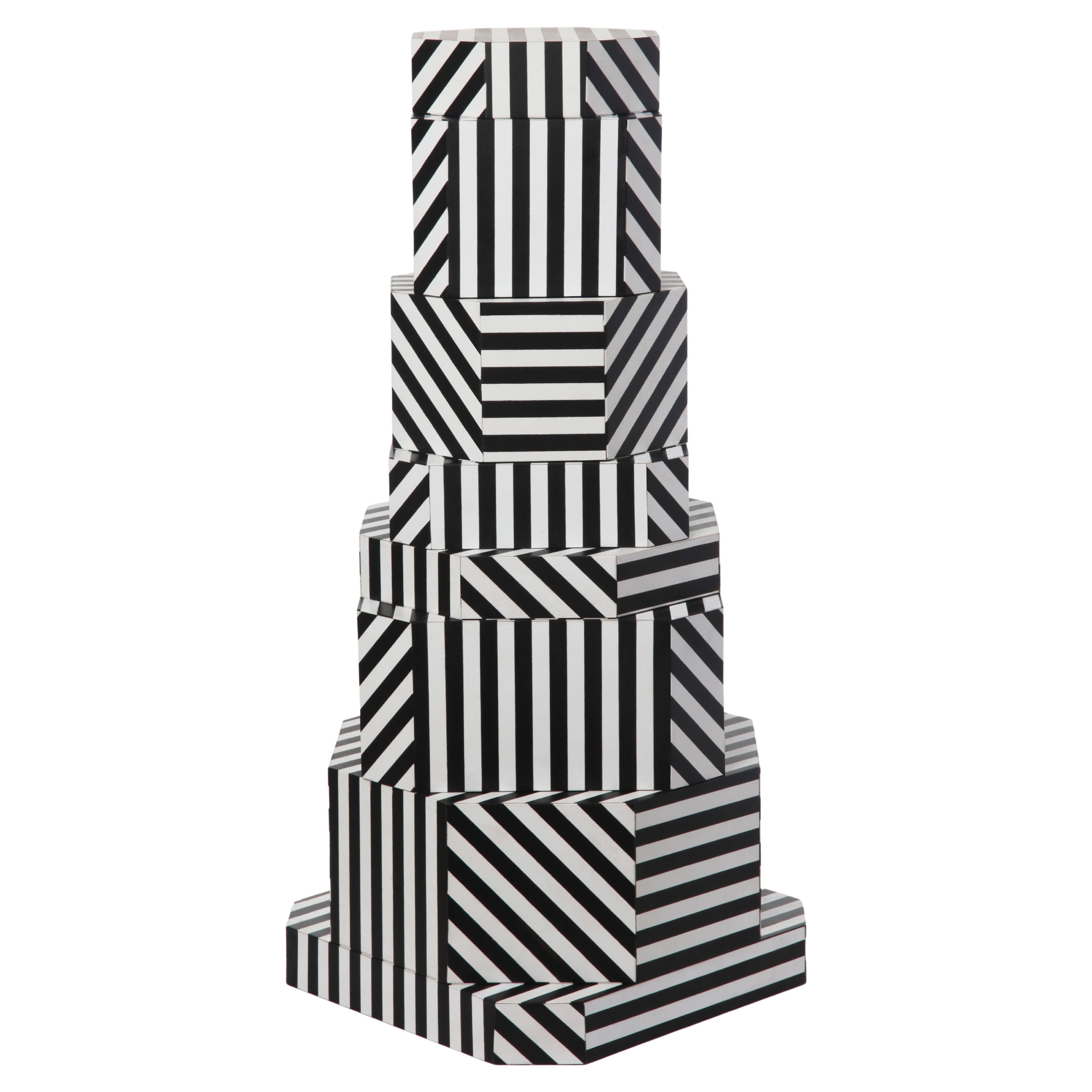 Cajas Zigurat de rayas negras by Oeuffice