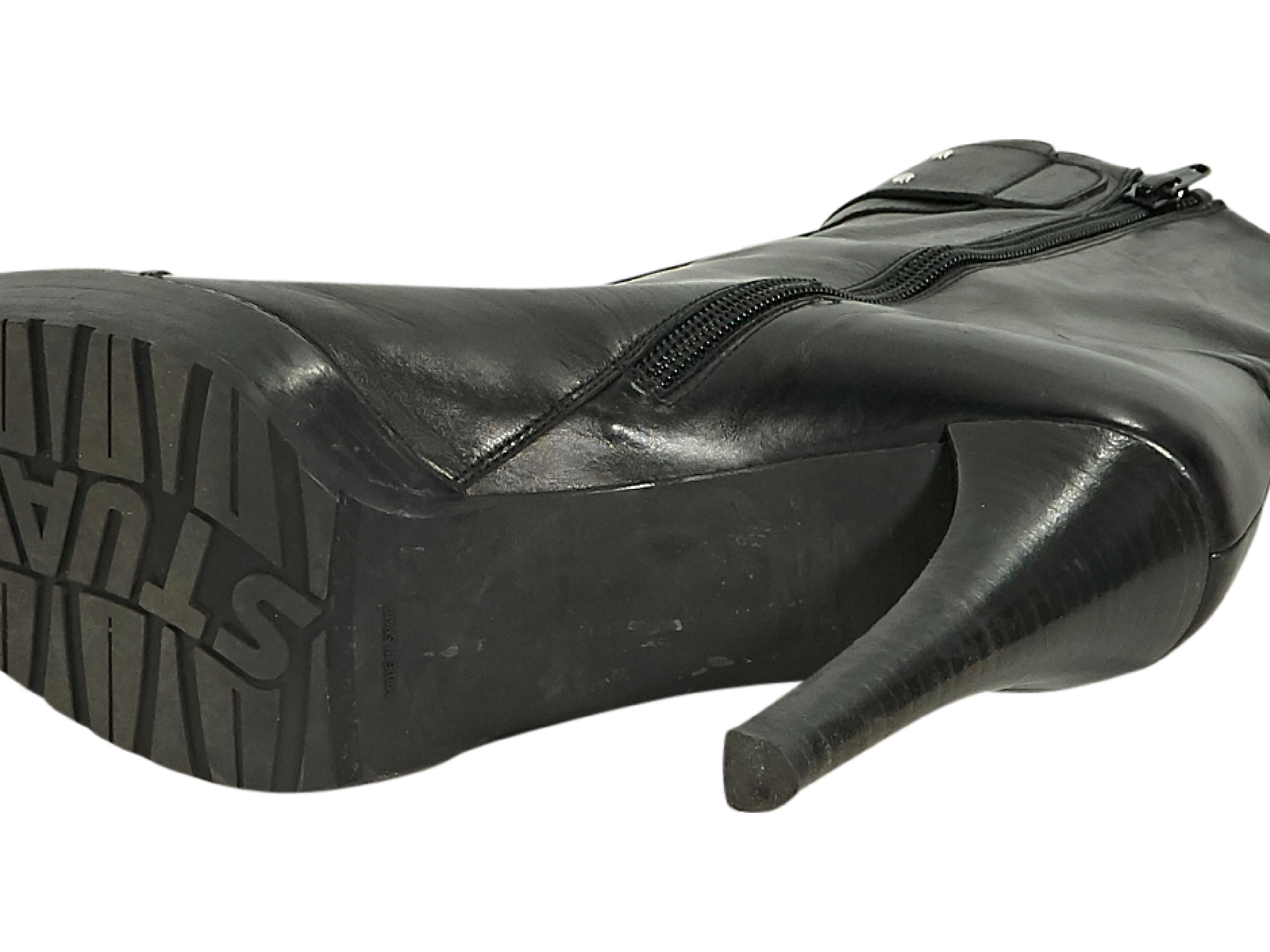 Women's Black Stuart Weitzman Leather Ankle Boots