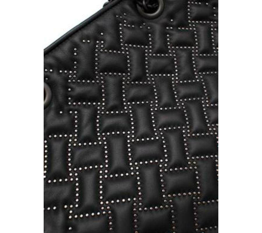 Black studded & Intrecciato leather tote bag For Sale 4