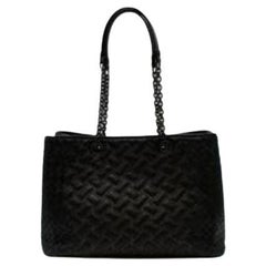 Black studded & Intrecciato leather tote bag
