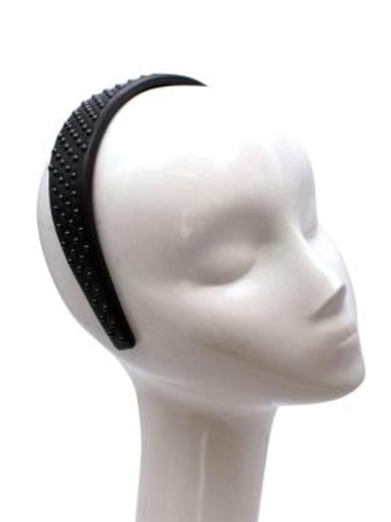 Black Studded Leather Hairband In Excellent Condition For Sale In London, GB