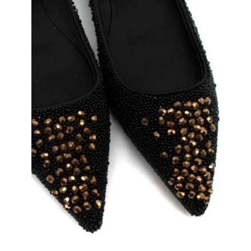 Black studded point toe flat pumps For Sale 2