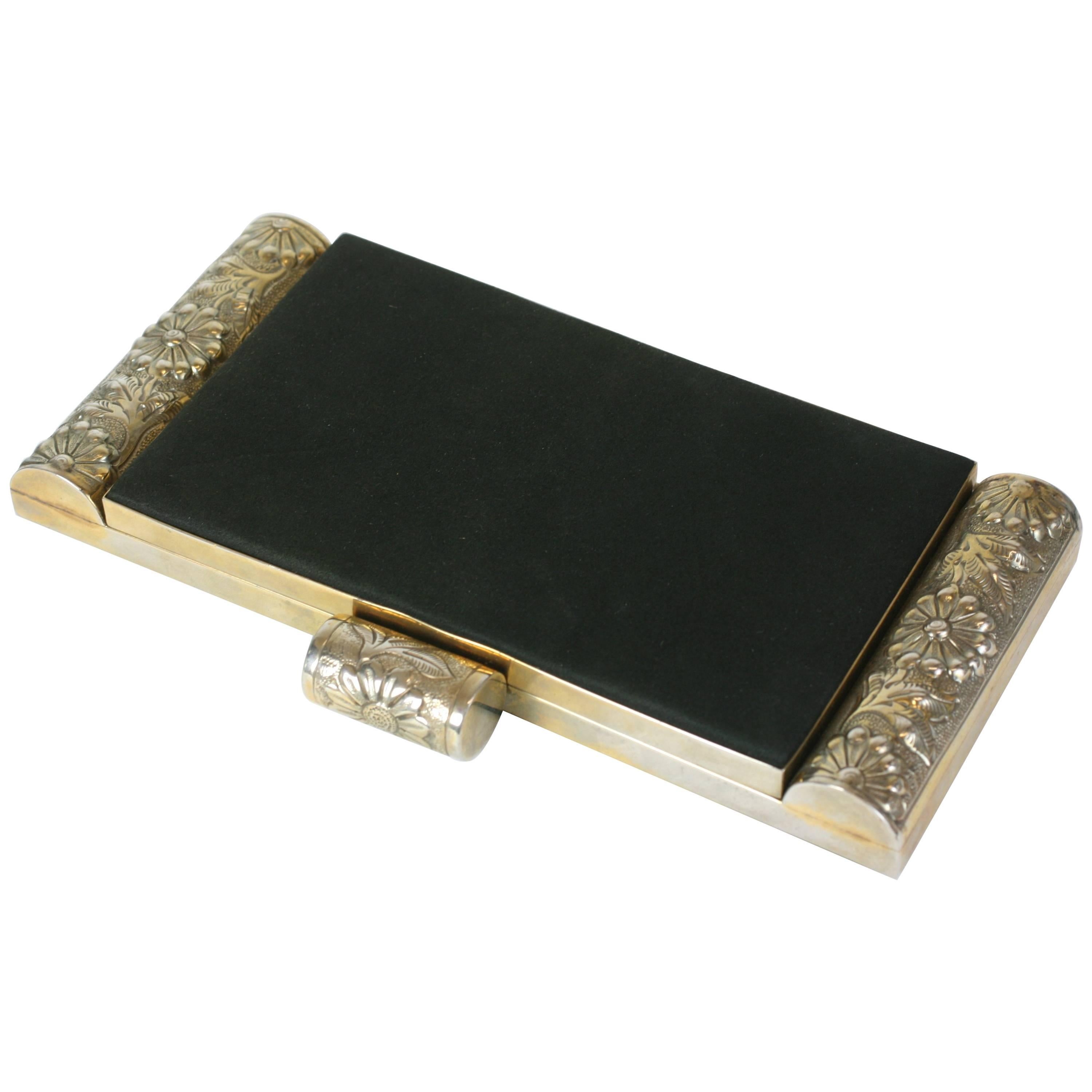 Black Suede and Bakelite Minaudiere Clutch