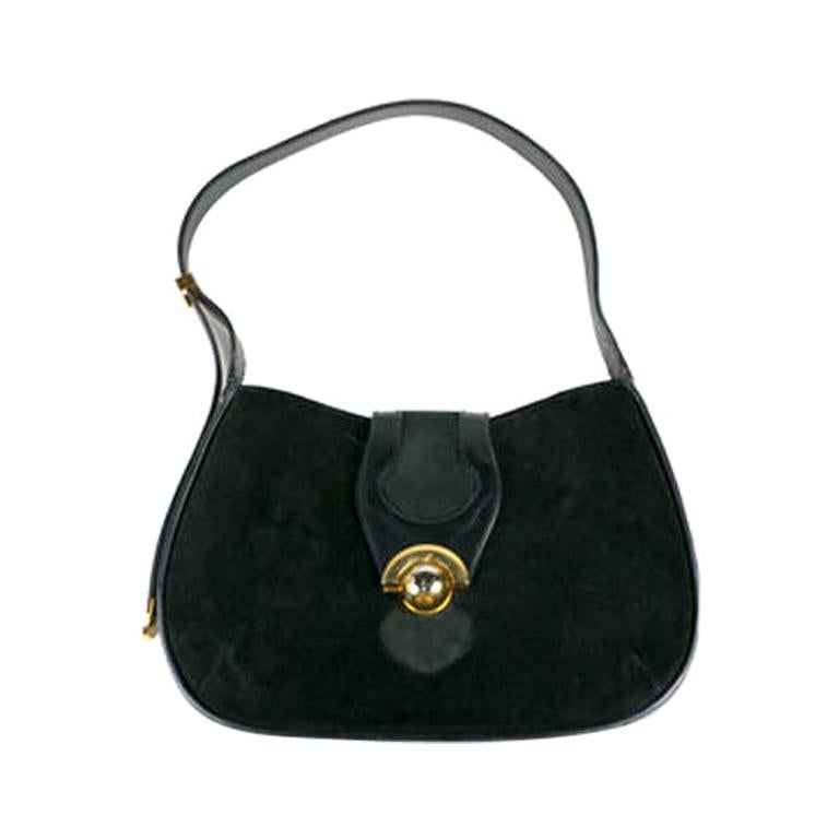Black Suede and Calf Hobo For Sale