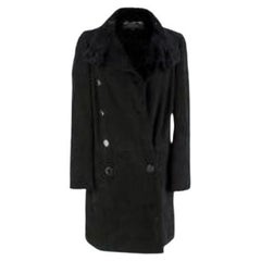 Black Suede and Shearling Lined Coat