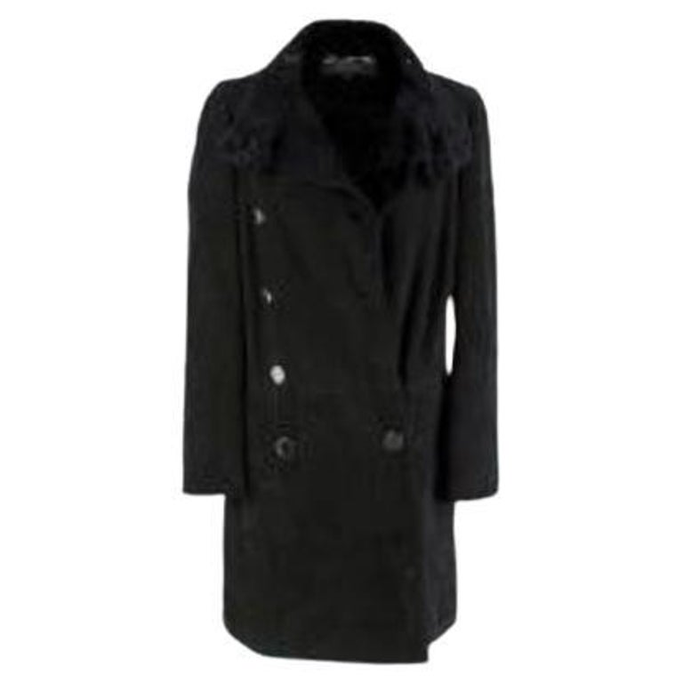 Black Suede and Shearling Lined Coat For Sale at 1stDibs