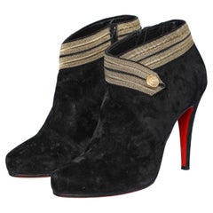 Black suede boots with gold military ribbon  Christian Louboutin