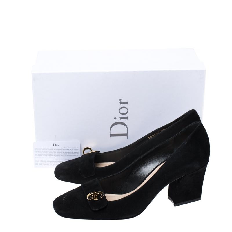 Black Suede C'est Dior Block Heel Pumps Size 39 1