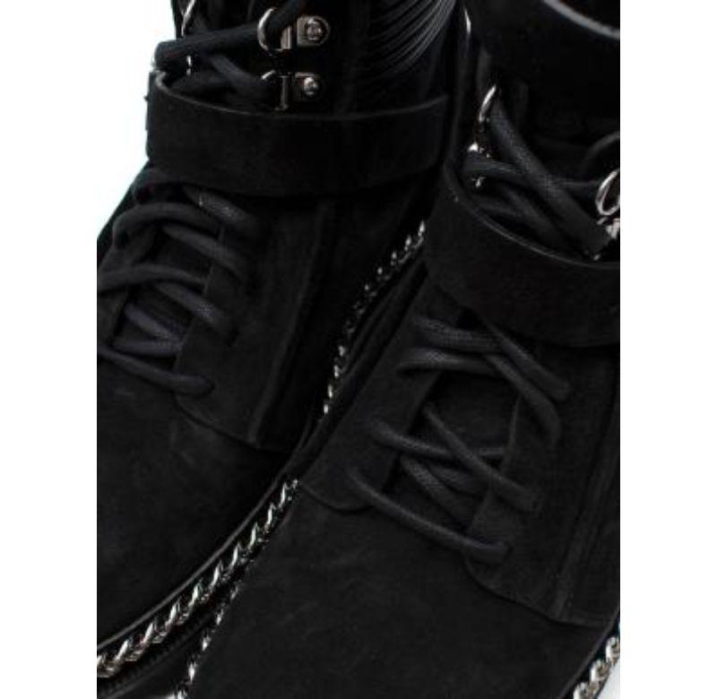 Black Suede Chain Trim Boots For Sale 5