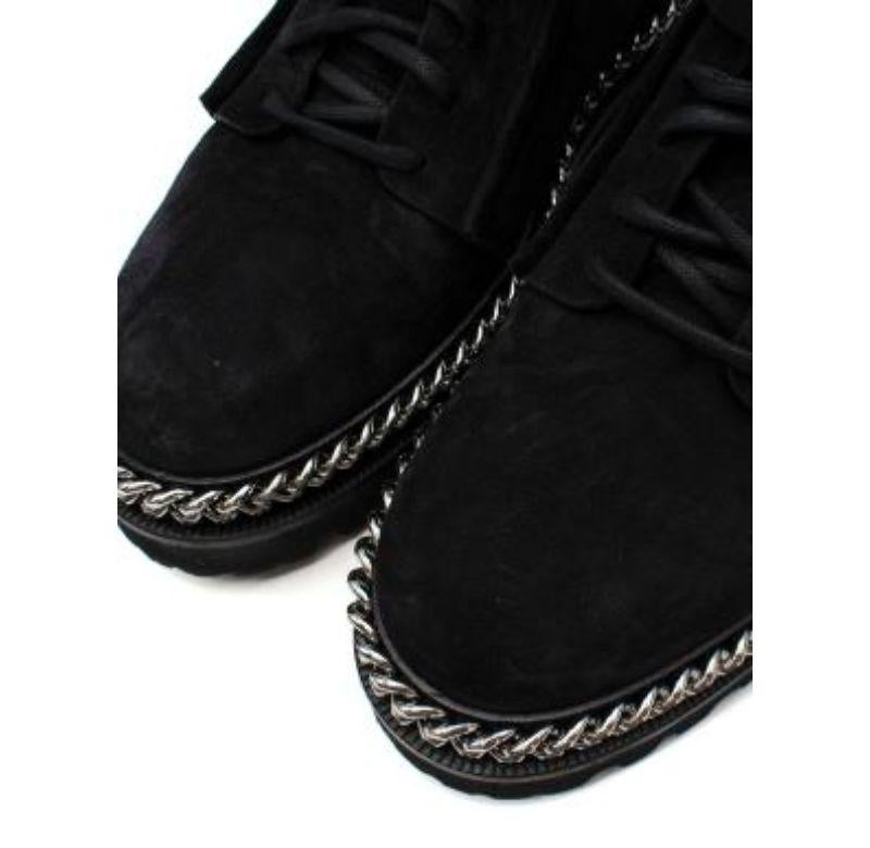 Black Suede Chain Trim Boots For Sale 2