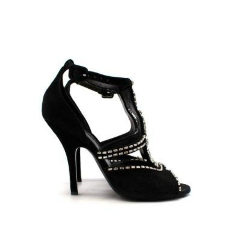 Stone Embellished Calfskin Sandals