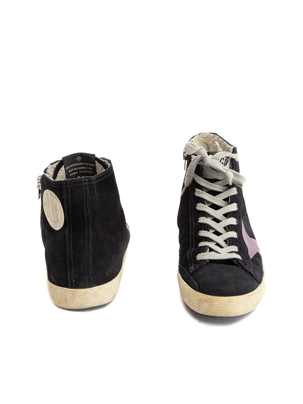 Black Suede Francy High Top Trainers Size IT 37 In Good Condition For Sale In London, GB