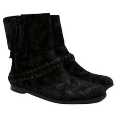 Black Suede Fringed Boots