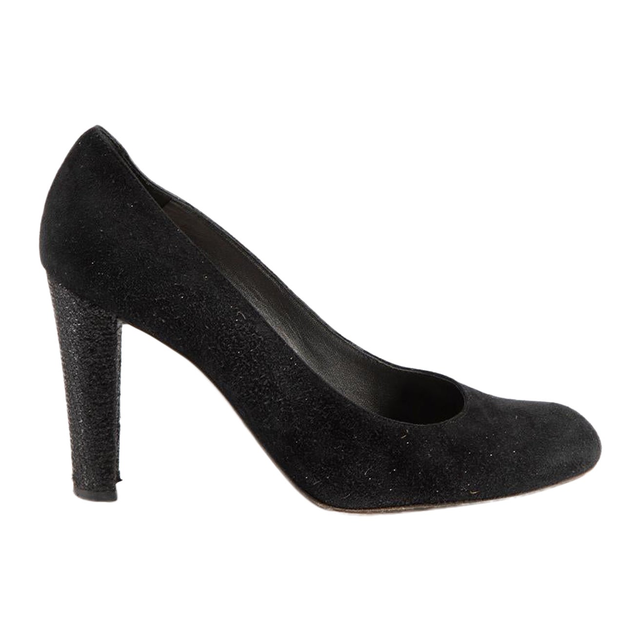 Décolleté in camoscio nero con tacco glitterato taglia IT 39