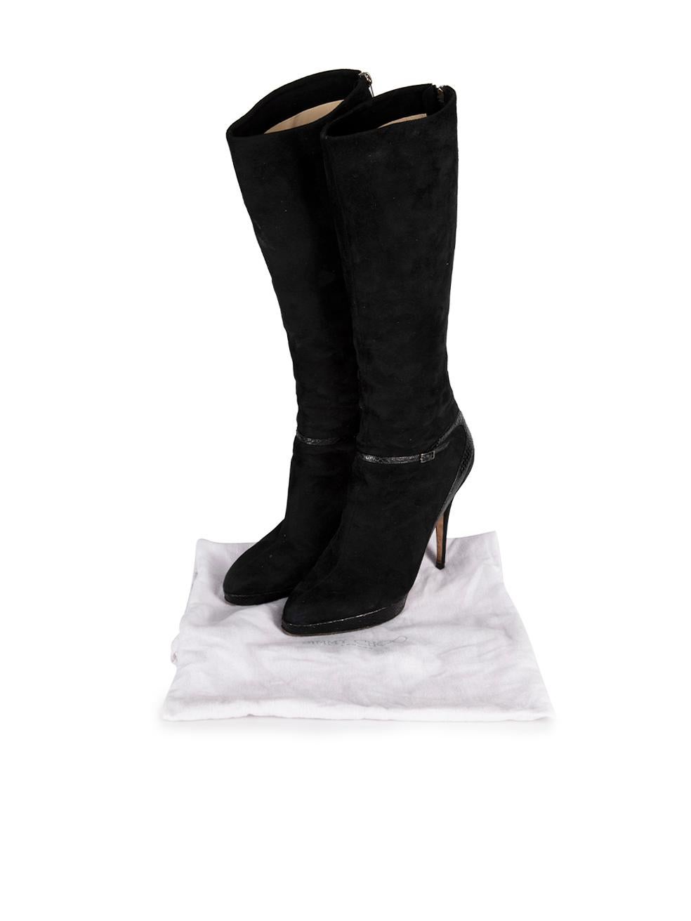 Black Suede Knee High Stiletto Heeled Boots Size IT 41 3