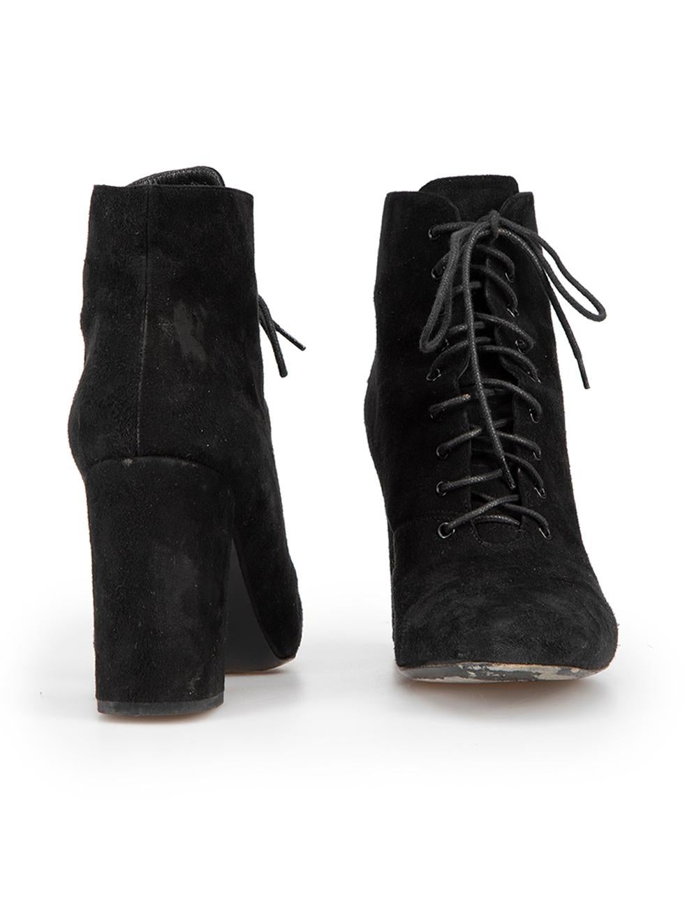 Saint Laurent Black Suede Lace-Up Boots Size IT 40 In Good Condition For Sale In London, GB