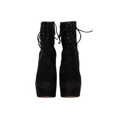 Black Suede Lace-up Corset Booties- '20s