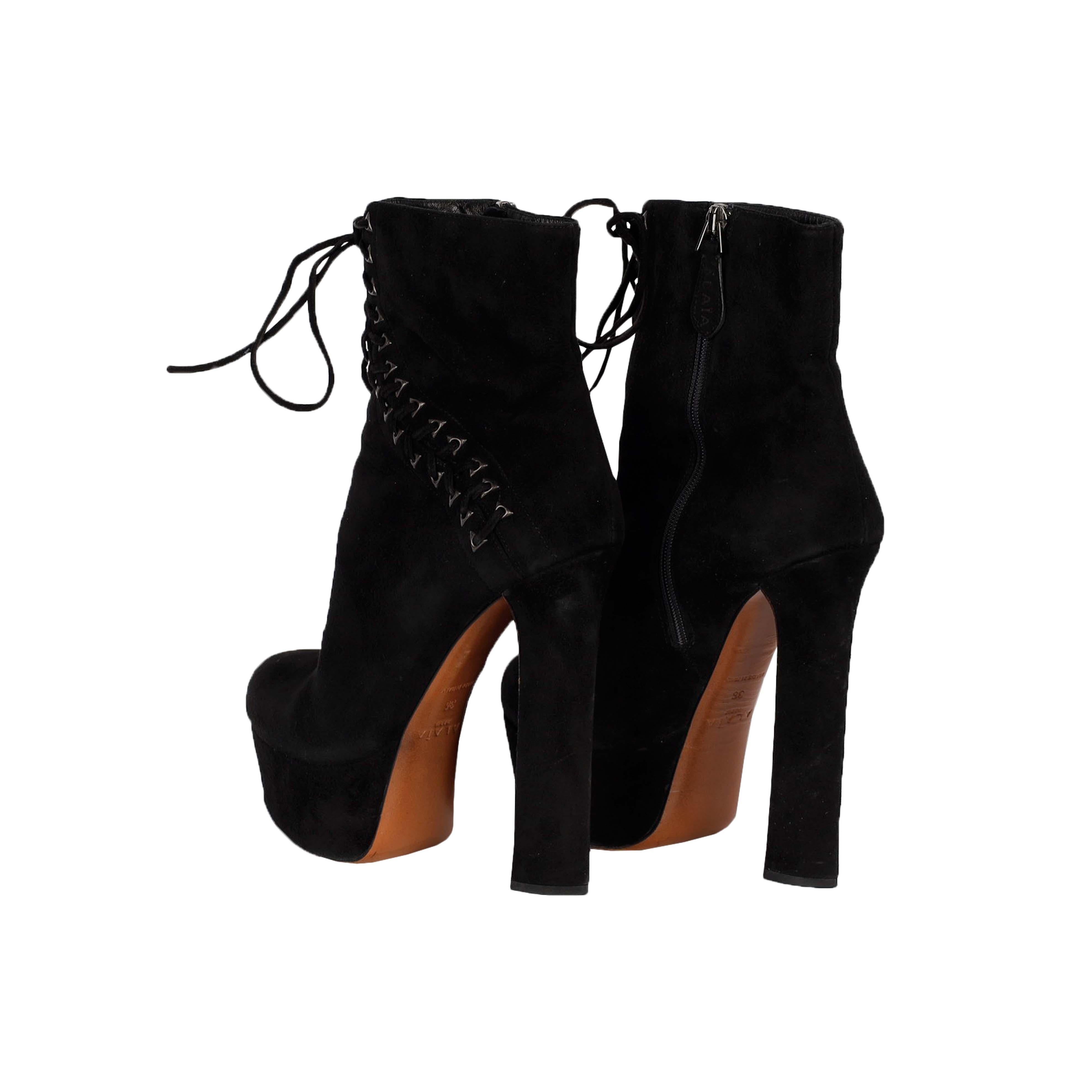 Women's Black Suede Lace-up Corset Booties- For Sale