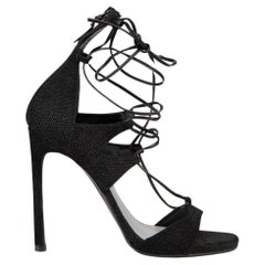 Black Suede Lace-Up Heeled Sandals Size US 9