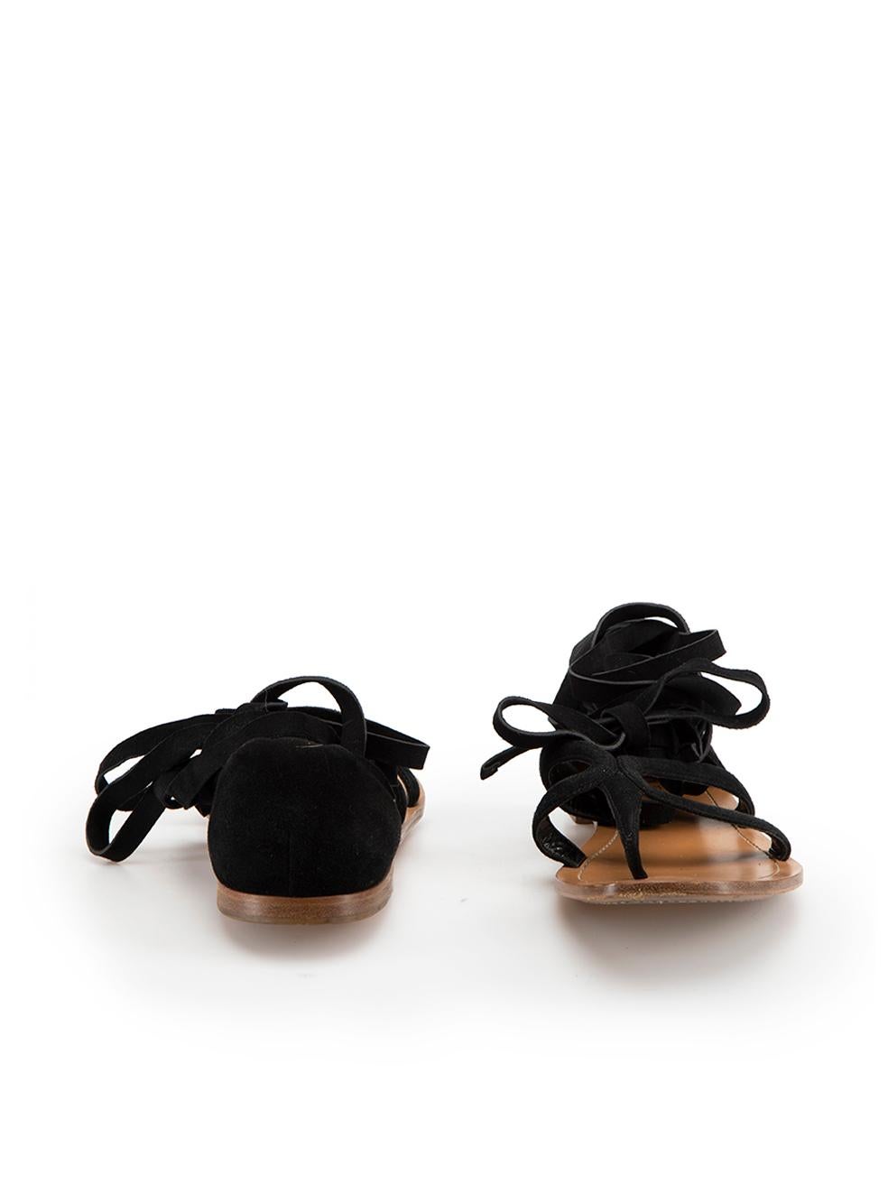 Black Suede Lace-Up Sandals Size IT 40 In Good Condition For Sale In London, GB