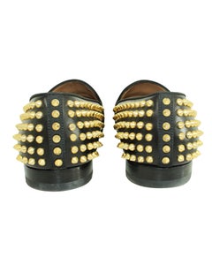 Black Suede Loafers with Golden Studs