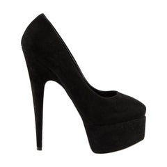 Black Suede Platform Heels Size EU 38.5