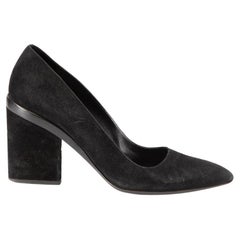 Black Suede Pointed Toe Block Pumps Size IT 40